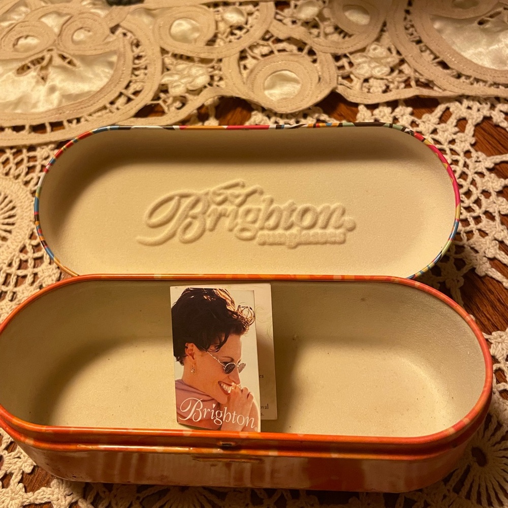 Brighton Orange and Blue Floral Sunglass Metal Case